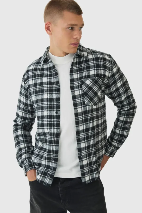 boohooMAN Regular Fit Flannel Check Long Sleeve Shirt | Shirts | Going Out Shirts