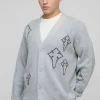 boohooMAN Regular Fit Fluffy Cross Knitted Cardigan | Knitwear | Going Out Knitwear