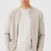 boohooMAN Regular Fit Knitted Bomber Jacket | Knitwear | Going Out Knitwear