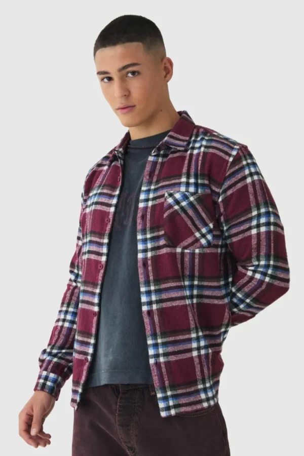 boohooMAN Regular Fit Long Sleeve Check Shirt | Shirts | Going Out Shirts