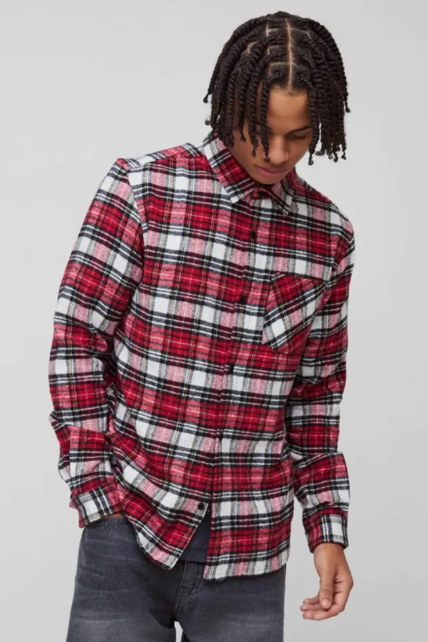 boohooMAN Regular Fit Long Sleeve Check Shirt | Shirts | Going Out Shirts