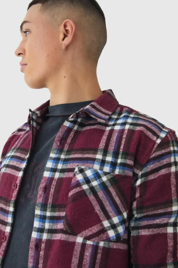 boohooMAN Regular Fit Long Sleeve Check Shirt | Shirts | Going Out Shirts