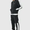 boohooMAN Regular Fit MAN Colour Block Cargo Pocket Zip Through Hooded Tracksuit | Tracksuits