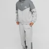 boohooMAN Regular Fit Man Diamond Colour Block Zip Through Hooded Tracksuit | Tracksuits