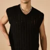 boohooMAN Regular Fit Open Stitch Vest In | Knitwear | Going Out Knitwear