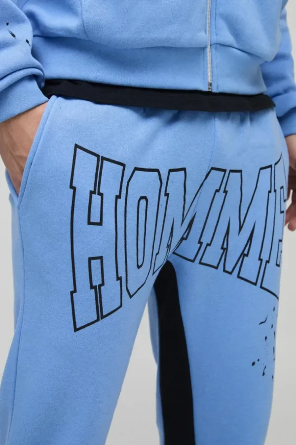 boohooMAN Regular Fit Paint Splatter Homme Gusset Jogger | Joggers