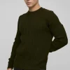 boohooMAN Regular Fit Plaited Hem Knitted Jumper | Knitwear | Going Out Knitwear