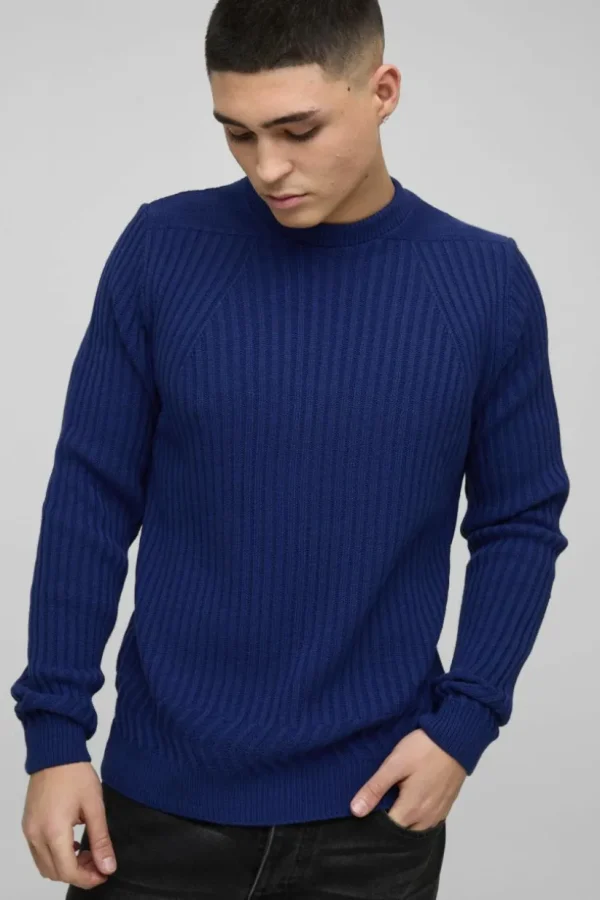 boohooMAN Regular Fit Plaited Hem Knitted Jumper | Knitwear | Going Out Knitwear