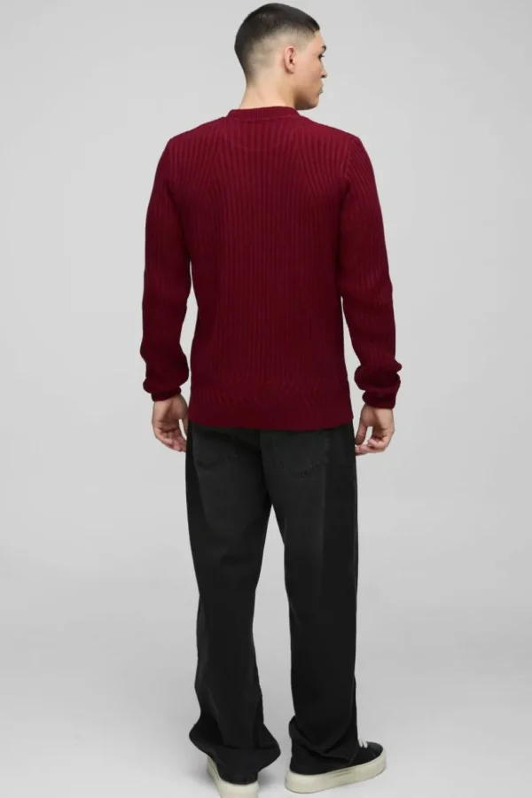 boohooMAN Regular Fit Plaited Hem Knitted Jumper | Knitwear | Going Out Knitwear