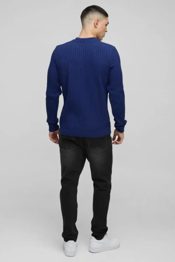 boohooMAN Regular Fit Plaited Hem Knitted Jumper | Knitwear | Going Out Knitwear