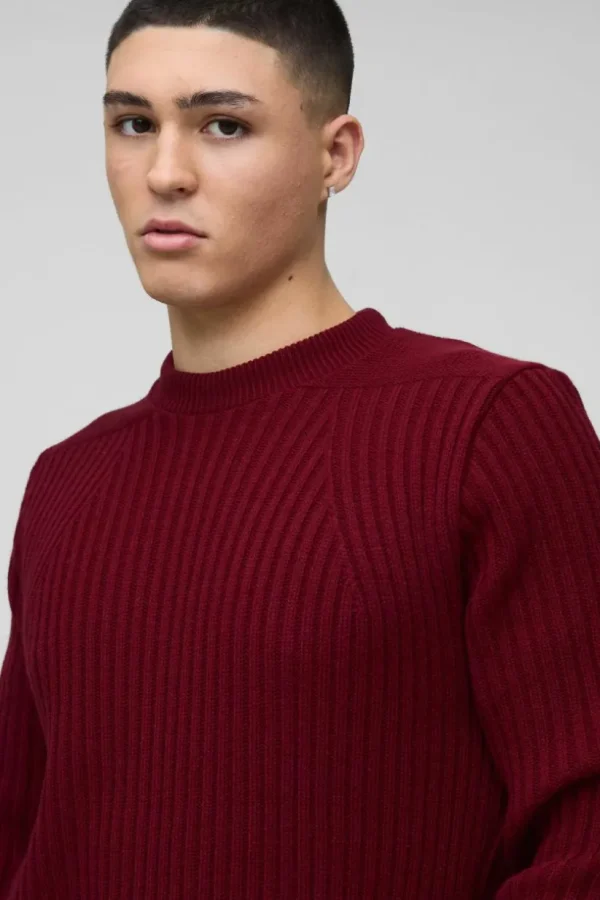 boohooMAN Regular Fit Plaited Hem Knitted Jumper | Knitwear | Going Out Knitwear