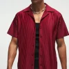 boohooMAN Regular Fit Revere Pleated Shirt | Shirts | Going Out Shirts