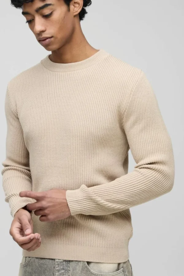 boohooMAN Regular Fit Rib Knit Jumper | Knitwear | Going Out Knitwear