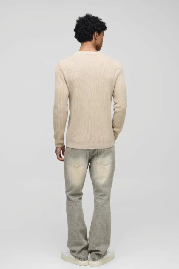 boohooMAN Regular Fit Rib Knit Jumper | Knitwear | Going Out Knitwear