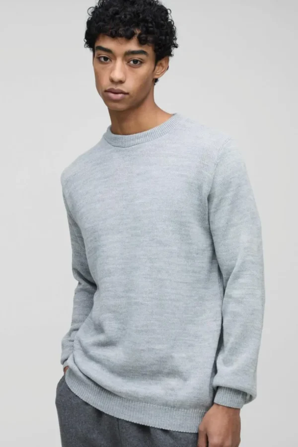 boohooMAN Regular Fit Ribbed Panel Elbow Patch Crew Knitted Jumper | Knitwear | Going Out Knitwear