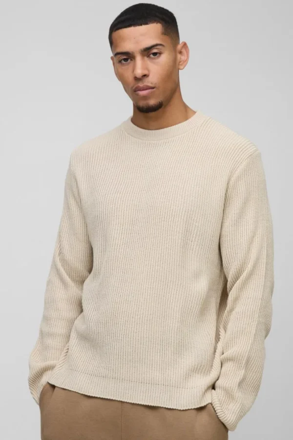 boohooMAN Regular Fit Waffle Knit Jumper | Knitwear | Going Out Knitwear