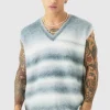 boohooMAN Regular Knitted Brushed Stripe V Neck Tank | Knitwear | Going Out Knitwear