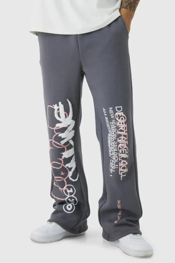 boohooMAN Regular Printed Gusset Jogger | Joggers