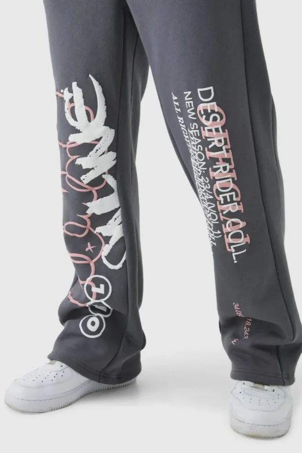 boohooMAN Regular Printed Gusset Jogger | Joggers