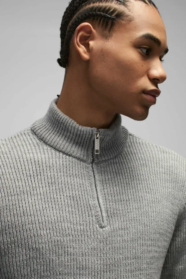 boohooMAN Regular Ribbed Stand Up Collar Knitted Jumper | Knitwear | Going Out Knitwear