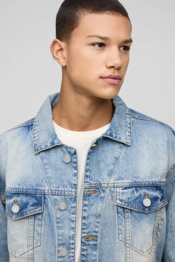 boohooMAN Regular Stonewash Denim Jacket | Basics - Elevated | Coats & Jackets