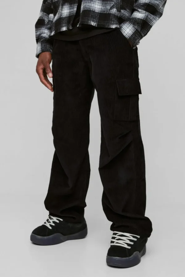 boohooMAN Relaxed Corduroy Cargo Trouser | Trousers | Denim