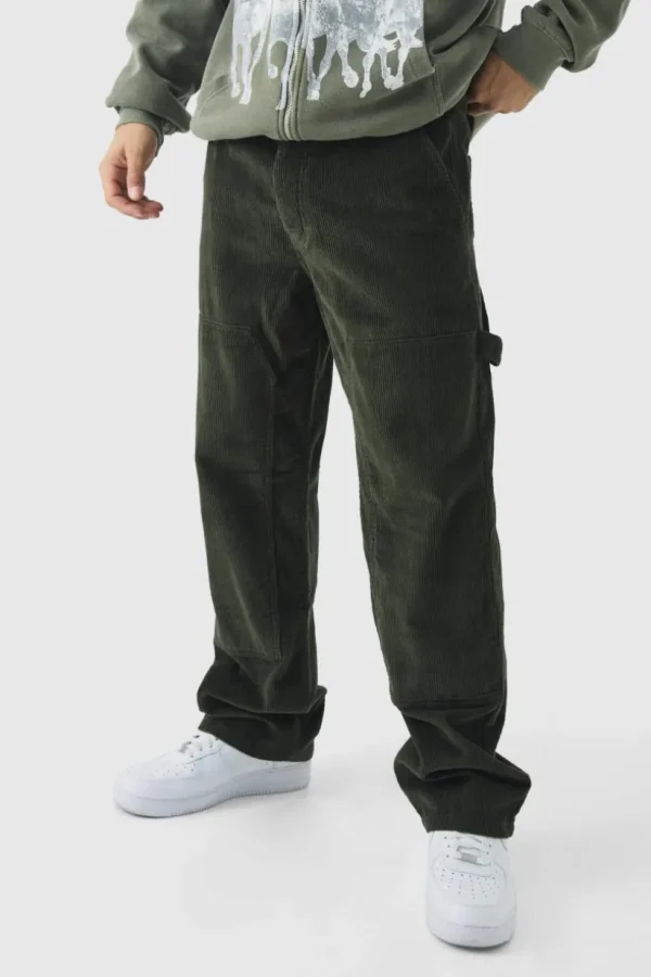 boohooMAN Relaxed Corduroy Carpenter Trousers | Trousers | Denim