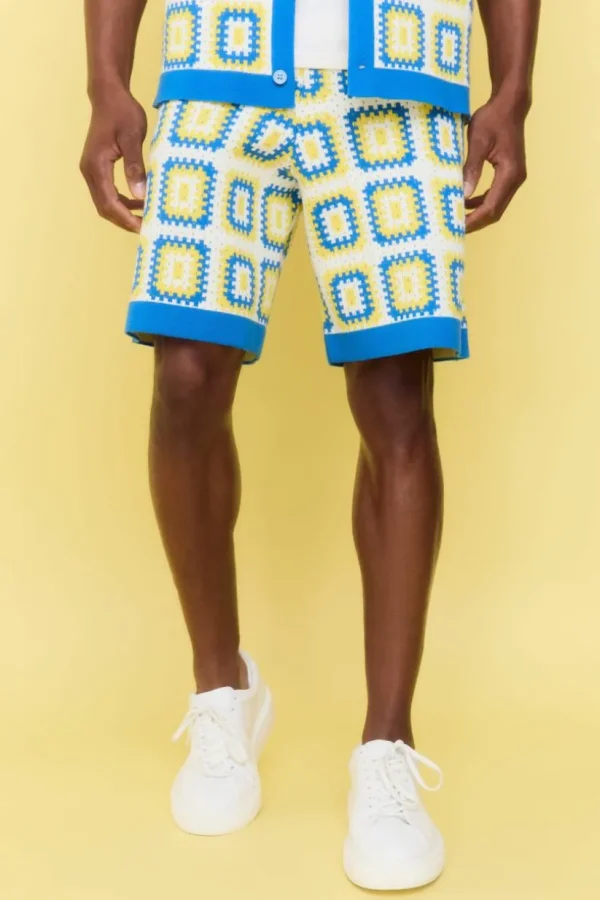 boohooMAN Relaxed Crochet Knit Short | Shorts