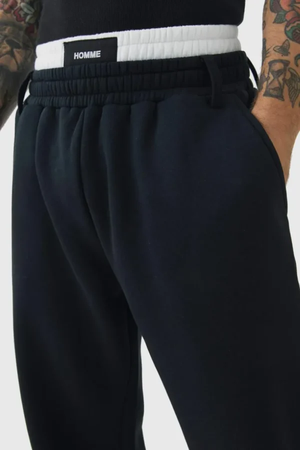 boohooMAN Relaxed Fit Double Waistband Jogger | Joggers