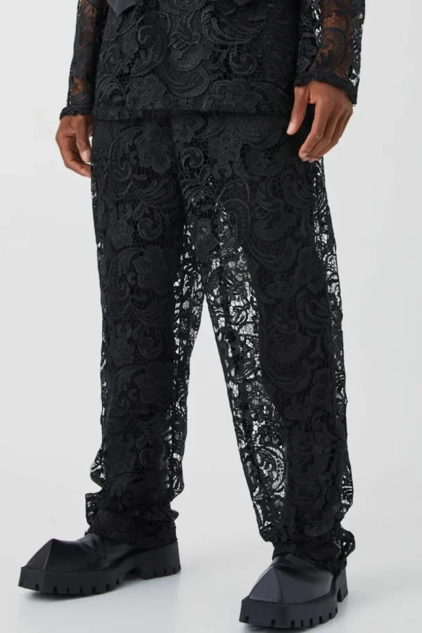 boohooMAN Relaxed Fit Lace Suit Trouser | Suits & Tailoring | Suits & Tailoring