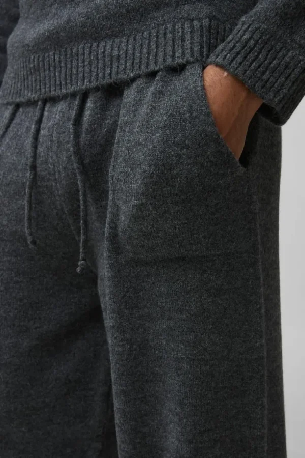 boohooMAN Relaxed Fit Split Hem Brushed Knit Joggers | Joggers | Knitwear