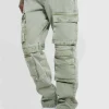 boohooMAN Relaxed Fit Washed Multi Pocket Cargo Jeans | Trousers | Denim