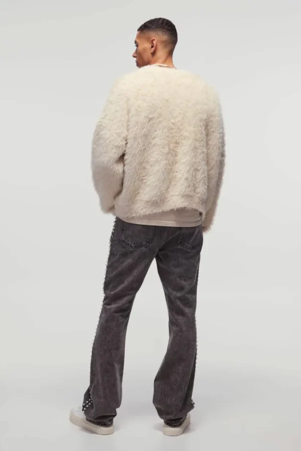 boohooMAN Relaxed Flared Pearl Side Detail Jeans | Jeans