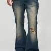 boohooMAN Relaxed Flared Washed Ripped Knee Jeans | Basics - Elevated | Denim