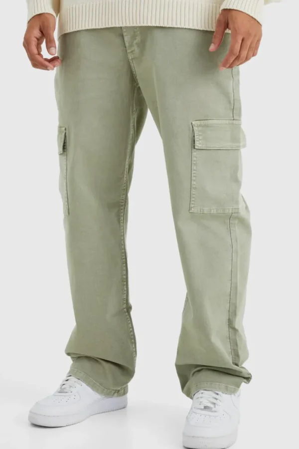 boohooMAN Relaxed Overdye Cargo Trouser | Trousers | Cargo Trousers