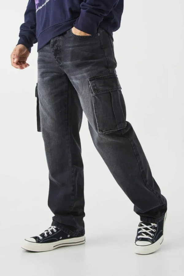 boohooMAN Relaxed Rigid Cargo Jeans | Going Out | Trousers