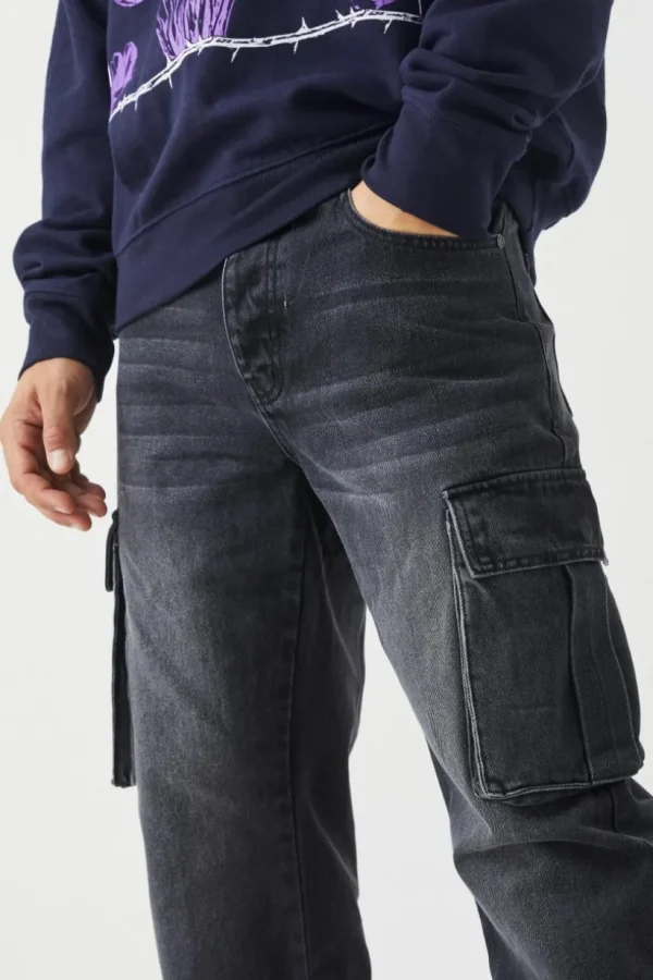 boohooMAN Relaxed Rigid Cargo Jeans | Going Out | Trousers