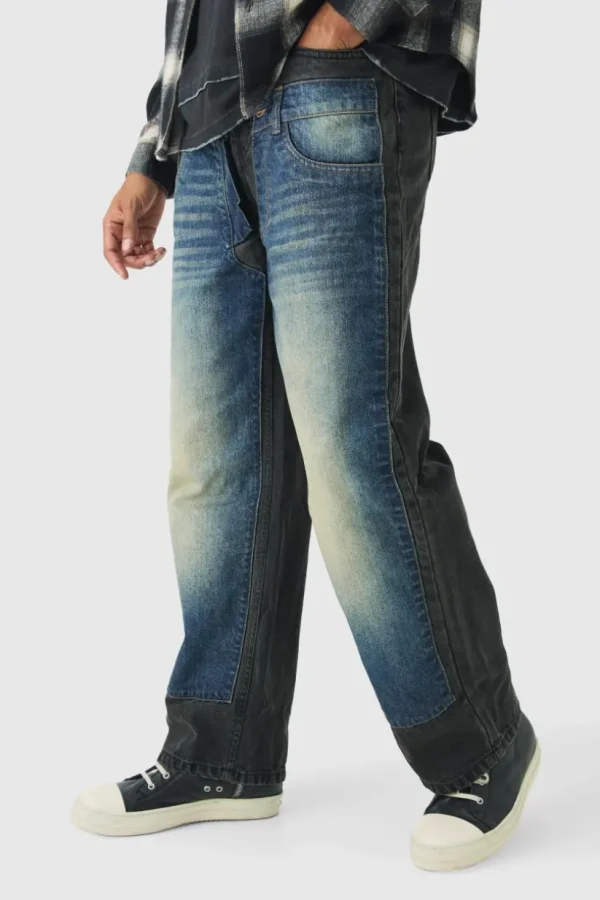 boohooMAN Relaxed Rigid Double Waistband Denim Jeans | Jeans