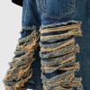 boohooMAN Relaxed Rigid Extreme Ripped Denim Jorts In | Shorts