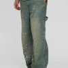 boohooMAN Relaxed Rigid Paint Splatter Carpenter Denim Jeans | Denim | Going Out Denim