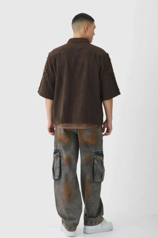 boohooMAN Relaxed Rigid Tinted Cargo Denim Jeans | Jeans