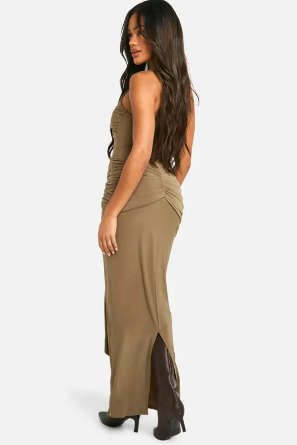 boohoo Ruched Twist Detail Racer Neck Maxi Dress | Women Shirts | Foundation