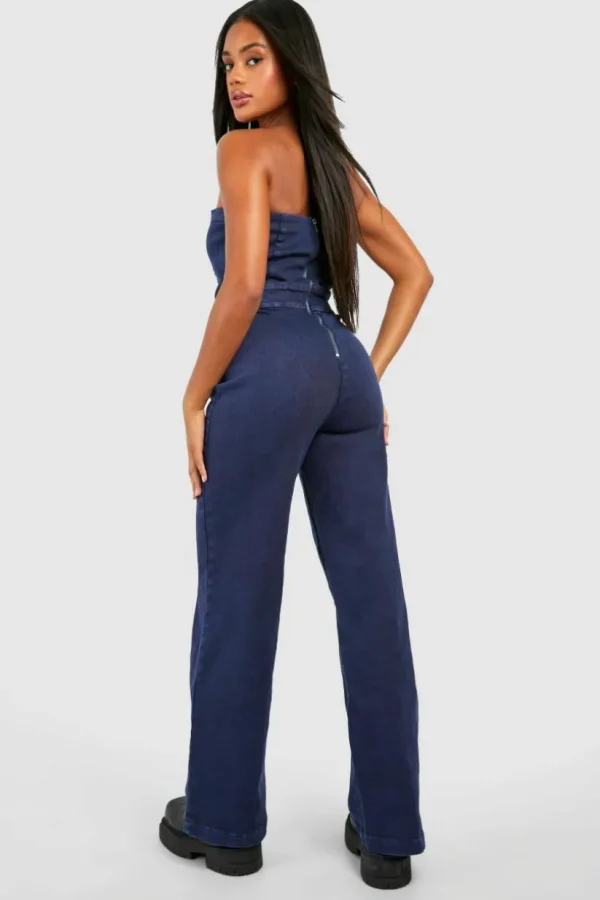 boohoo Seam Detail Bandeau Denim Jumpsuit | Women Shirts | Foundation