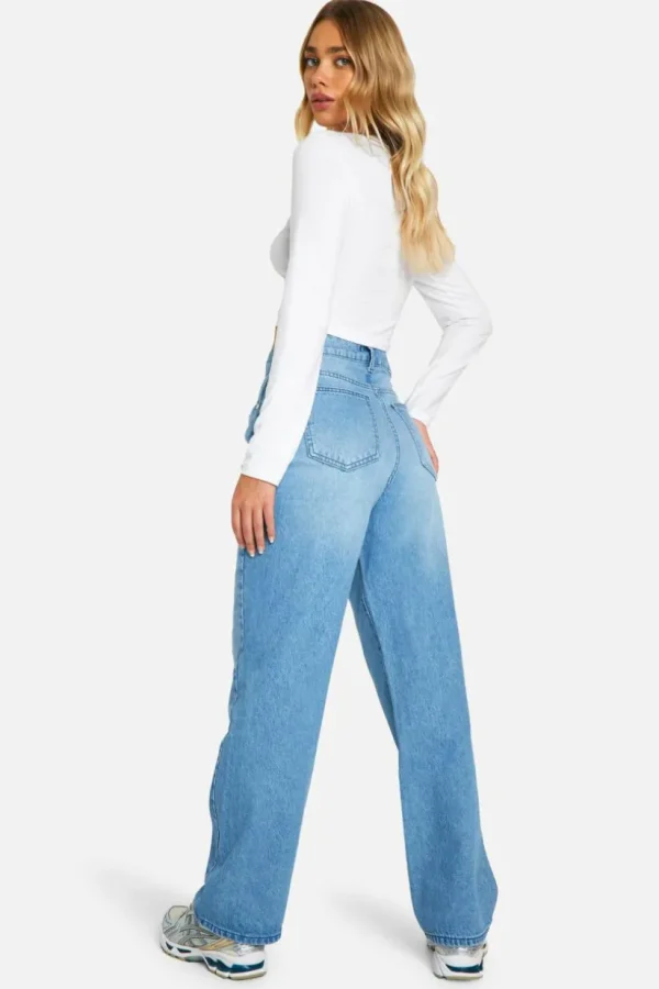 boohoo Seam Detail Straight Leg Denim Jeans | Women Shirts | Foundation