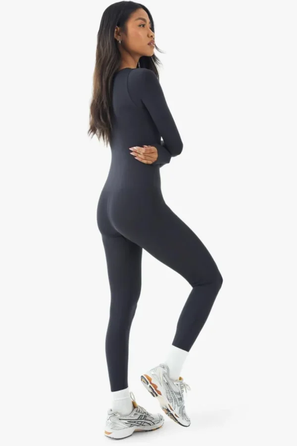 boohoo Seamless Sculpt Waist Plunge Long Sleeve Unitard | Women Shirts | Foundation