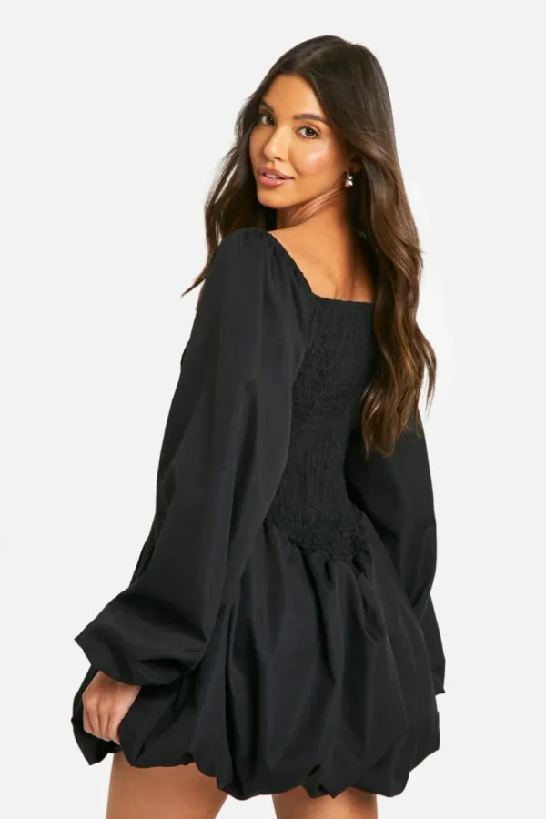 boohoo Shirred Long Sleeve Smock Dress | Women Shirts | Foundation