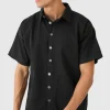 boohooMAN Short Sleeve Boxy Fit Denim Shirt | Shirts | Going Out Shirts