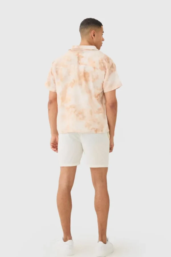 boohooMAN Short Sleeve Boxy Linen Look Tie Dye Shirt | Shirts | Going Out Shirts