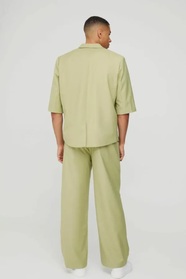 boohoo Short Sleeve Boxy Wrap Suit Set in | Sets & Coords