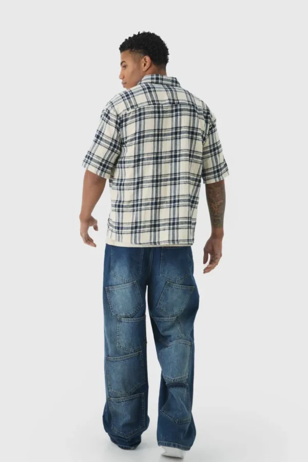 boohooMAN Short Sleeve Checked Oversized Shirt | Shirts | Going Out Shirts